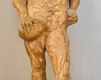 "The Football Player" Cast Stone Sculpture, Signed Atilla Tivadar