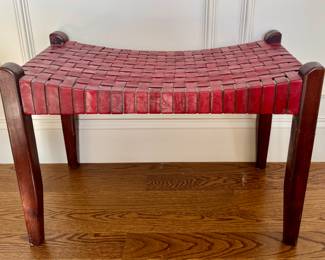 Woven Red Leather Stool