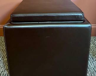 (2) Faux Leather Storage Ottomans