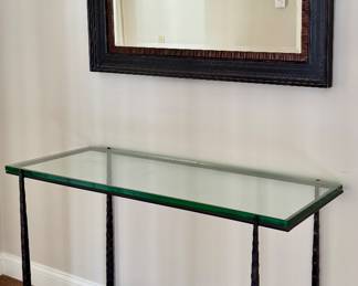 Hammered Iron Console Table with Glass Top