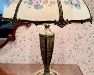 Reverse Painted Lamp with Violets