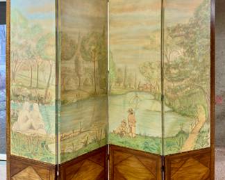 Hand Painted Folding Screen