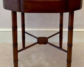 Blue Willow Plate Side Table with Stretcher