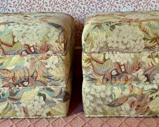 (2) Upholstered Rolling Ottomans