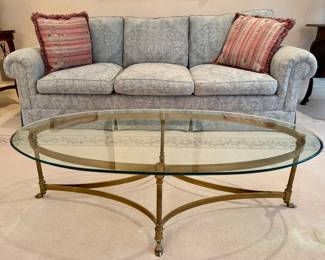 Brass & Glass Coffee Table with Paw Feet