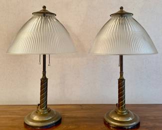(2) Heavy Brass Lamps
