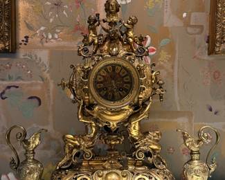 Antique German Lenzkirch Mantle Clock with Sevres