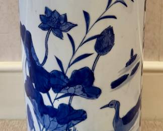 Asian Inspired Blue & White Umbrella Stand