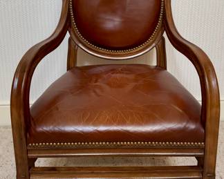 Leather Armchair with Nailhead Trim