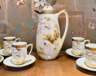Hand Painted Royal Vienna Chocolate Pot & Teacups