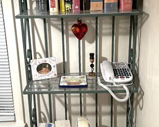 This kitchen baker's rack can help hold all those extra dry goods, or other things, like a radio, a landline phone, or that dictionary collection.