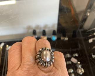 LAGOS  gold and sterling peal statement ring  