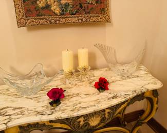 MARBLE TOP FOYER TABLE