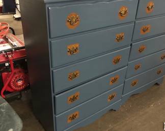 Blue painted 5 drawer dressers