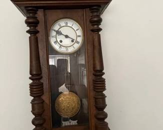 Ornate wooden wall pedestal clock