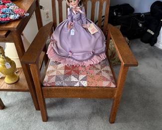 Wooden rocker  with “Gone in the Wind “ Madam Alexander doll