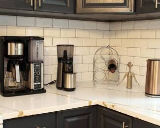 Small kitchen appliances, plus food processor, toaster and toaster oven not shown here. All very clean!