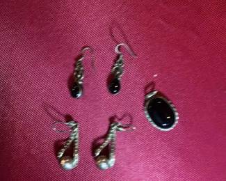 Earrings And Pendant Some Stamped Silver
