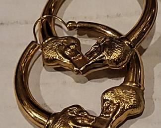 24 K GF Lion Earrings 
