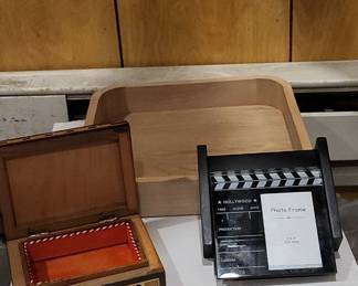 2 Wooden Boxes And Hollywood Coaster Photo Frames 