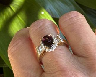 #109 - $375 - Amethyst & diamond ring 10kt gold.size 8.