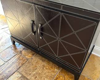 #72 - $400 - Brown Leather Cabinet 31"Hx41"Lx20"D tiny spots
