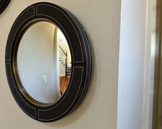 #5 - $40 -  Pair of leather mirrors 14"R (powder room)