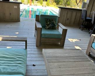 #45 - $1,300 - 4 pc Front gate  chair 32"Hx36"Wx36"D  Love seat 32"Hx36"Dx5'L   Couch 7'x2"L   Table 16"Hx55"Lx34"W