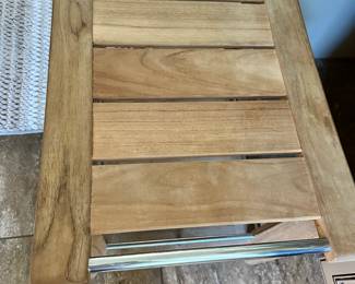 #63 - $90 - Wood & Metal Shower Bench 19"Hx24"Lx17"W
