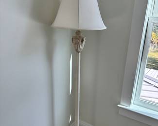 #93 - $50 -Pair of White & Silver Lamps 31"Hx15"W
