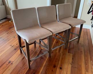 #23 - $240 set - 3 Upholstered Bar Stools Uttermost 38"Hx20"Wx22"D
