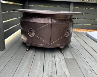 #34 - $ 200 - Metal firepit w/cover 47"R
