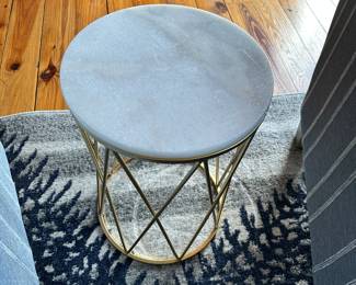 #16 - $68 - Metal & marble top round table 18"Hx13"R
