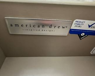 #99 - $1,200 - Queen canopy bed 90"Hx87"L with Pair of Nightstands American Drew 29"Hx28"Wx17"D