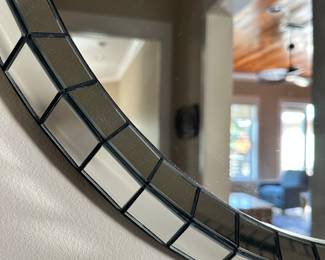 #71 - $80 - Round Mirrored Mosaic Edge Mirror 36"R