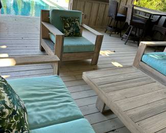 #45 - $1,300 - 4 pc Front gate  chair 32"Hx36"Wx36"D  Love seat 32"Hx36"Dx5'L   Couch 7'x2"L   Table 16"Hx55"Lx34"W