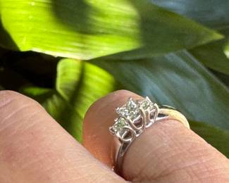#112 - $345 - 1/2 ctw 3 diamond ring, 14kt white gold, size 5 