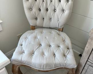 #100 - $80 - Linen & Wood Side Chair 37"Hx19x20"D
