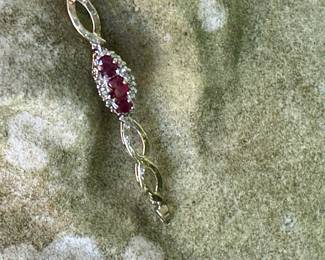 #115- $400 - Ruby and yellow gold bracelet 10kt gold, 7 1/2".