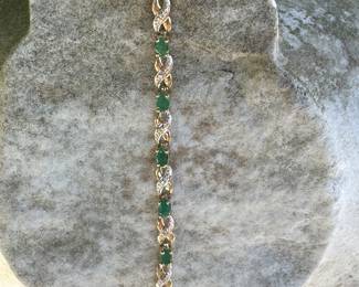 #114 -$350 - Emerald bracelet on 10kt yellow gold - size 7"L