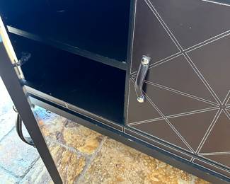 #72 - $400 - Brown Leather Cabinet 31"Hx41"Lx20"D tiny spots