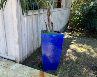 #41 - $280 - pair of blue ceramic planters 34"Hx17"sq
