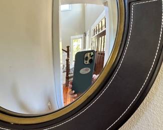 #5 - $40 -  Pair of leather mirrors 14"R (powder room)