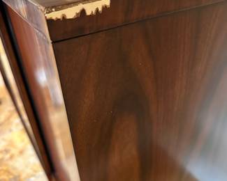 #78 - $400 - Wood Console Brownstone 37"Hx59"Lx20"D small damage to veneer on side