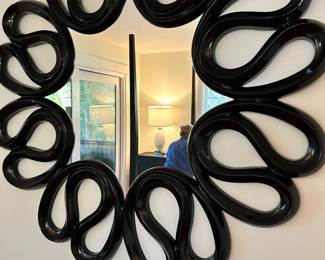 #87 - $90 - Black Plastic Framed Mirror 41"R
