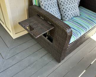 #1 - $150 - Love seat David Macmillan w/pull out ext and side tables 437"Hx46"Wx32"D