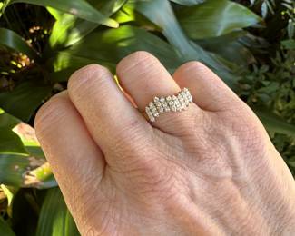 #108 - $375 - 3/4 ctw cluster ring, 14kt yellow gold. Size 7 1/2.