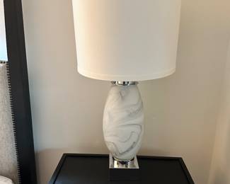 #84 - $220 - Pair of White & Silver Lamps 31"Hx15"W