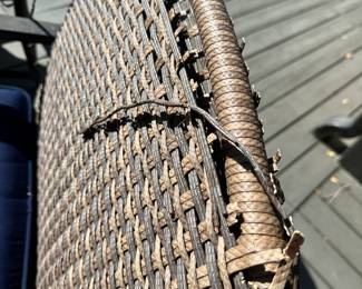 #28 - $275 - Round metal table w/6 chairs 33"Hx5'R   Chairs 39"Hx25"x25  as is (wear on top)