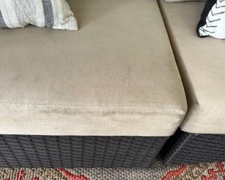 #88 - $400 - 3 Piece Brown Vinyl Set 32"Hx35"D Couch 7'L   Loveseat 63"L as is